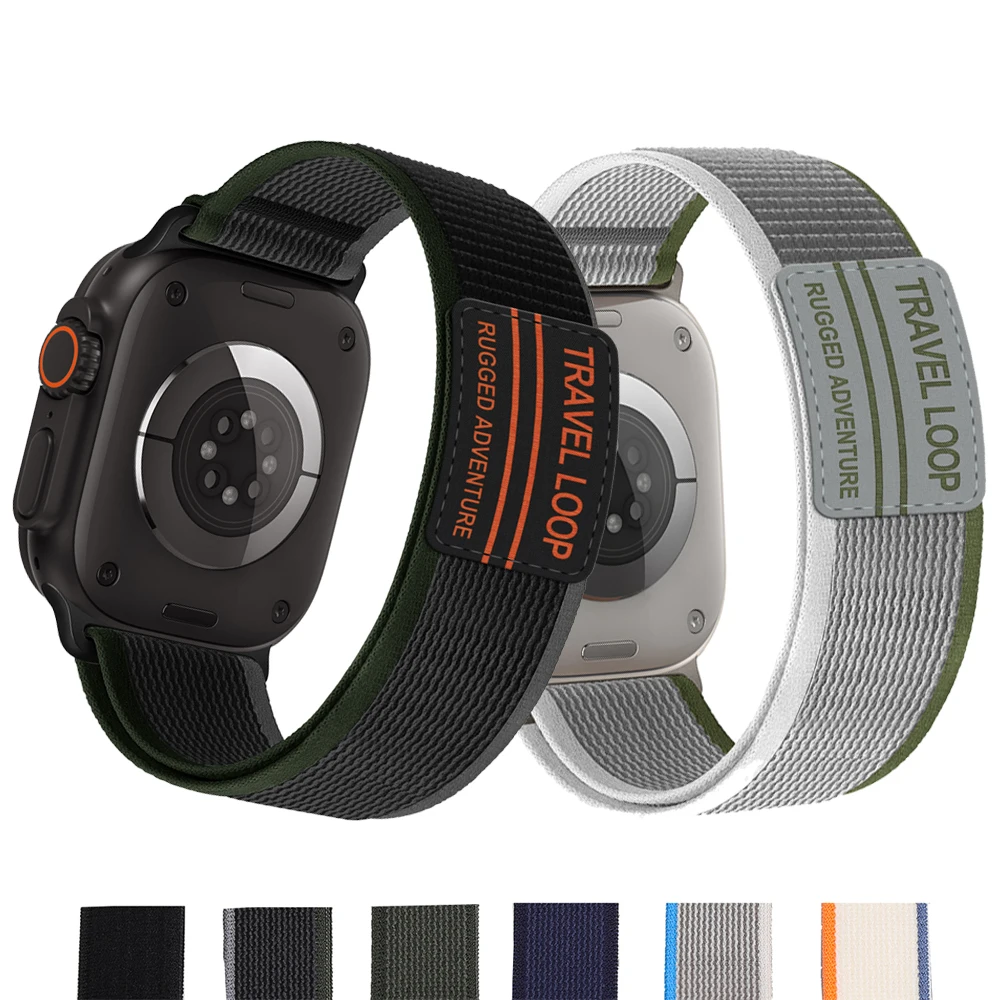 Фото Ремни Trail Loop для Apple Watch Ultra 2, ремешок 49 мм, 44 мм, 45 мм, 40 мм, 38 мм, 41 мм, 46 мм, 42 мм, нейлоновый браслет iwatch series 10 9 7 8 se №1