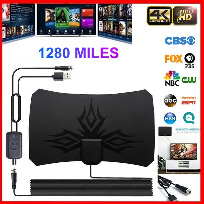 

2020 New 1280 Miles 4K Digital HDTV Antenna 28dB Gain Aerial Indoor Signal Booster Antenna DVB-T2 TV Aerial HD TV Antenna