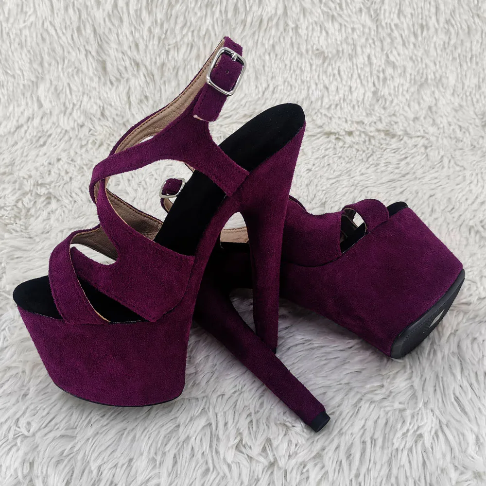 Leecabe 17CM/7Inch Suede upper sexy exotic sandals  platform fashion High Heels  Pole Dancing Shoes