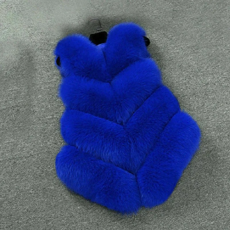 Hot Selling Fur Vest Faux Fox Hair Medium Long Women's Vest Slim Fitting Patchwork Coat Sleeveless Vest Fur Jacket