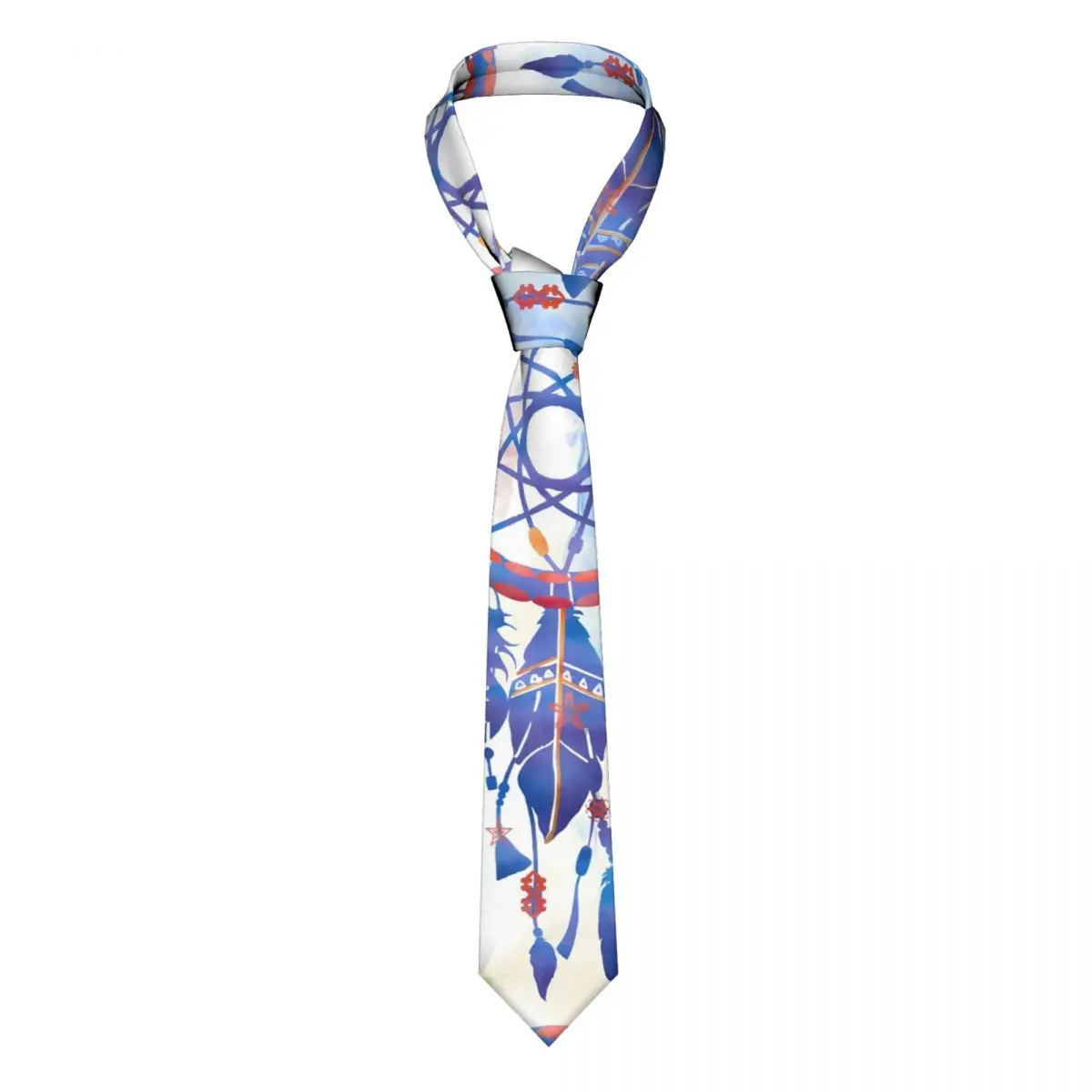 

Blue Dream Catcher Tie Modern Boho Print Polyester Silk Pattern Neck Ties Gift Office Man Blouse Cravat