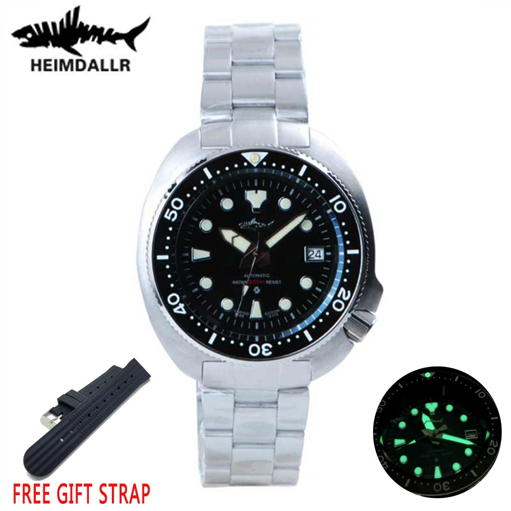 

HEIMDALLR Sea Turtle Men Steel Diver Watch Sapphire Crystal C3 Luminous NH35A Automatic Watches 200M Waterproof Mechanical Watch