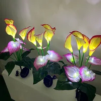 Solar Powered 8 Calla Lily Artificial Flower Floor Lamp