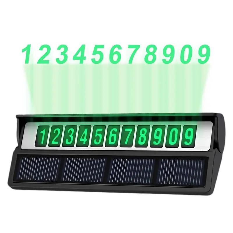 

Parking Number Plate Luminous Car Parking Plate Notification Phone Number Card Solar Charging Plate For Car Decor Accessories