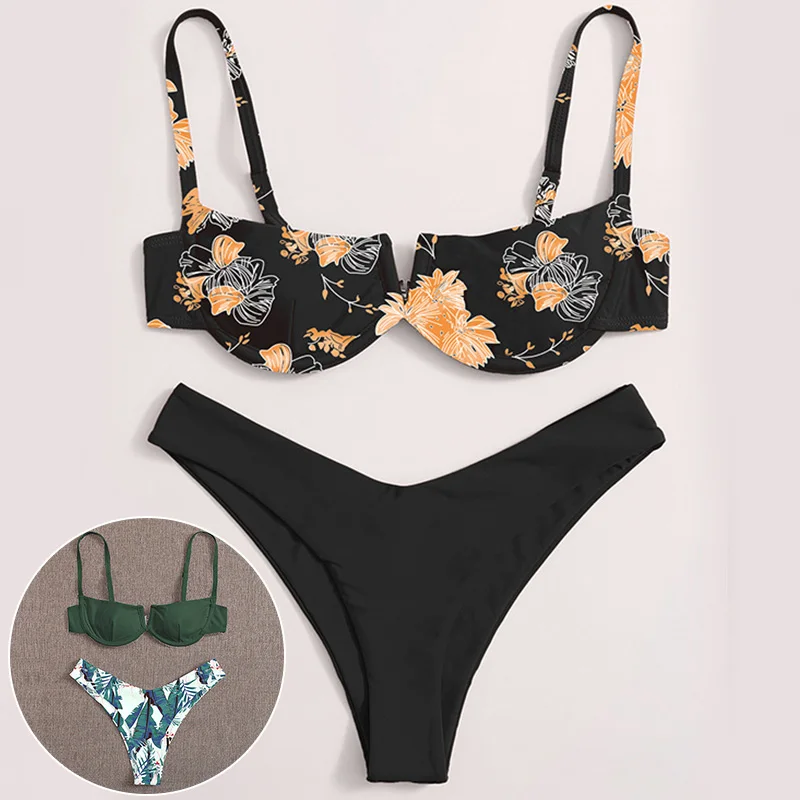 

Women Bikini Sets Swimwear Swimsuit Two-piece Bathing Swimming Suit Beachside Pool Holiday Sexy Printed