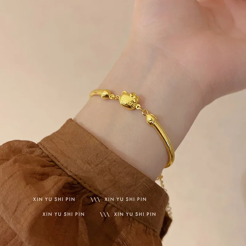 Браслет с персонажем мультфильма Hello Kitty золотой цвет браслет регулируемым