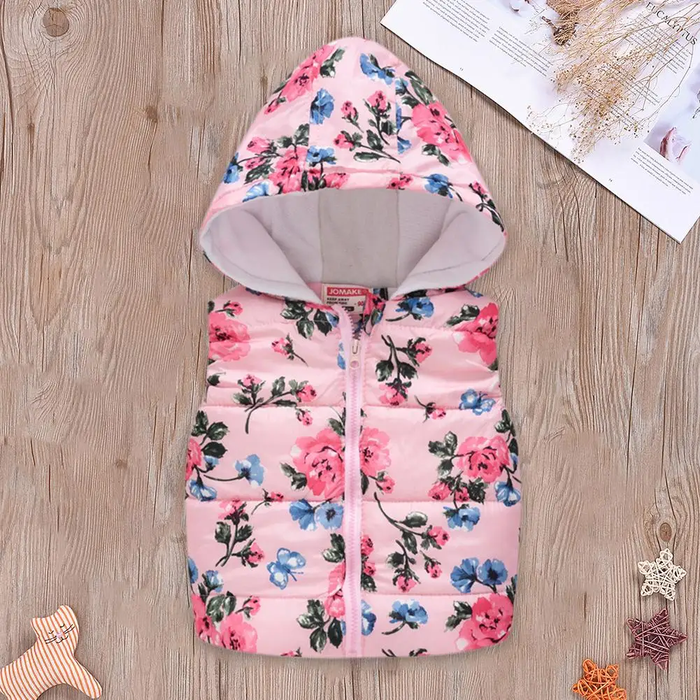 

Children Cute Hoodies Vest Coat Personality Printing Fashion Waistcoat Kid Winter Comfort Soft Zipper Hooded 2-7Y