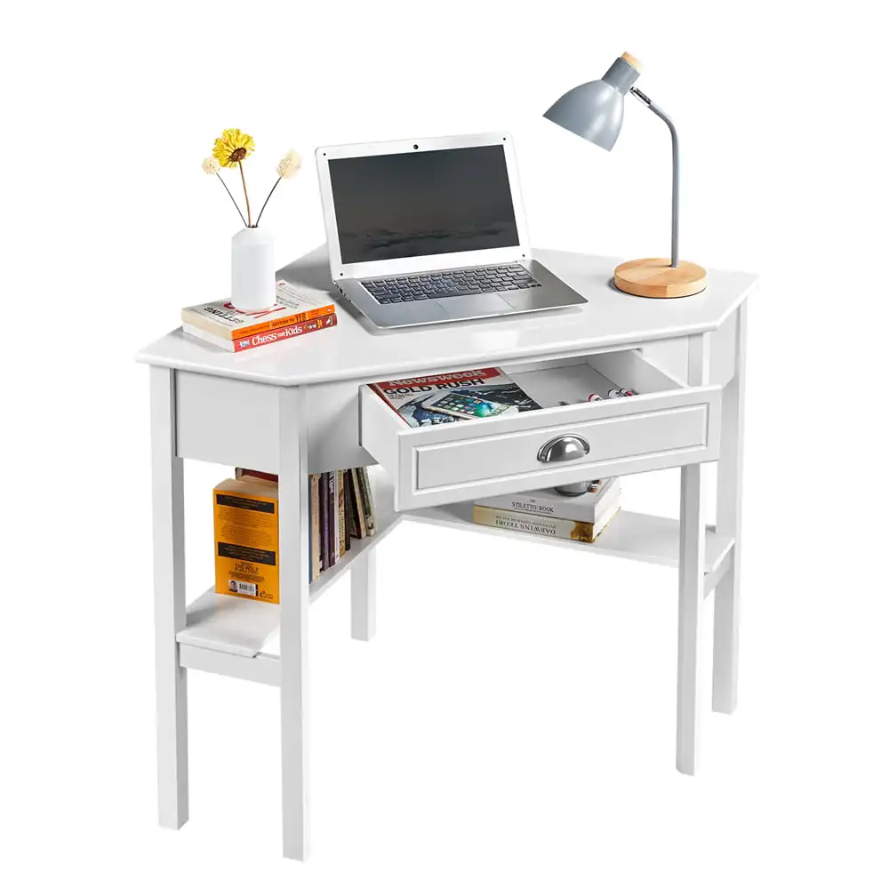 

Угловой письменный стол Easyfashion с ящиком для хранения, белый