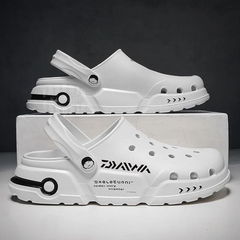 

Fishing Slippers Summer Outdoor Beach Mens Sandals Rubber Flat Breathable Zuecos Hombre Klompen Garden Fishing Shoes