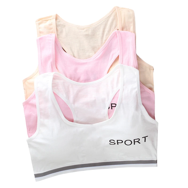 

Teen Girls Sport Bras Briefs Sets Cotton Underwear Puberty Schoolgirl Tank Top Children Women Lingerie Vest Chest Pad Wireless