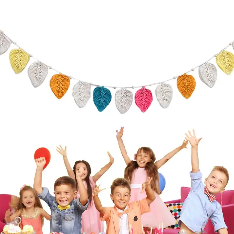 

Macrame Banner Wall Hanging Tassel BuntingBanner Multifunctional Colorful Bohemian Elegant Cotton Rope Handmade Garland Supplies