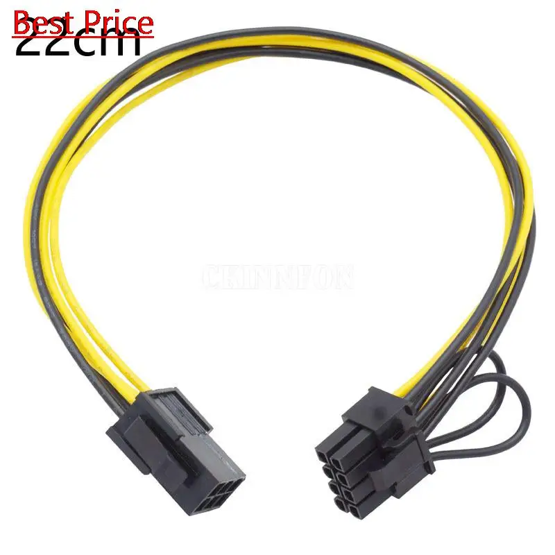 100Pcs/lot Graphics Card Power Supply Cable 6P Female To Single 6+2P Male Extension Cable 6pin To 8pin Power Adapter Cable