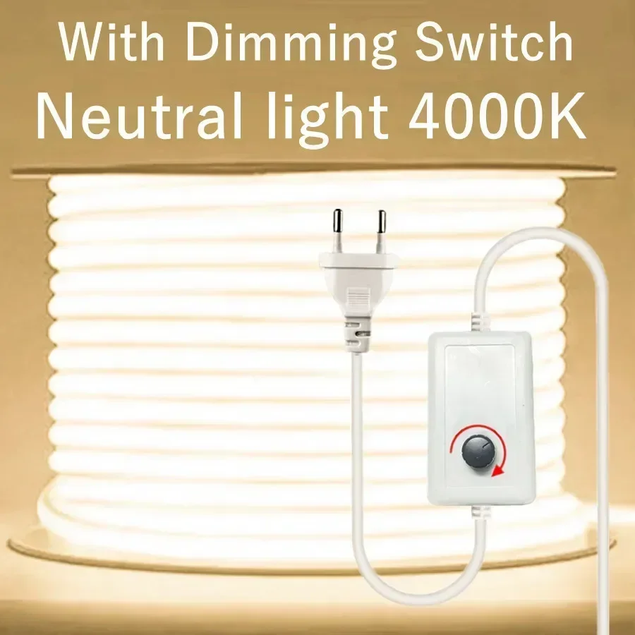 

MunLII COB светодиодная лента 288 LEDs/м 220В тёплый/холодный/нейтральный белый IP65