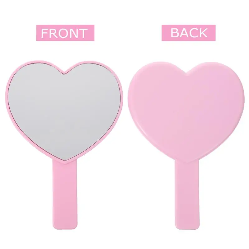 2 Pcs Heart-Shaped Handheld Makeup Mirror Portable Compact Heart Cosmetic Vanity |