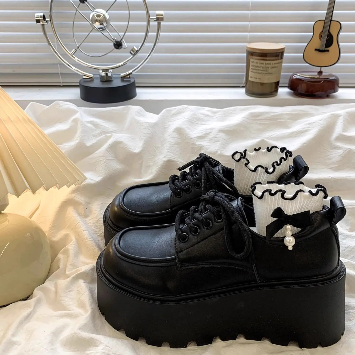 Черные женские туфли на высоком каблуке плоской подошве для девочек матовые JK