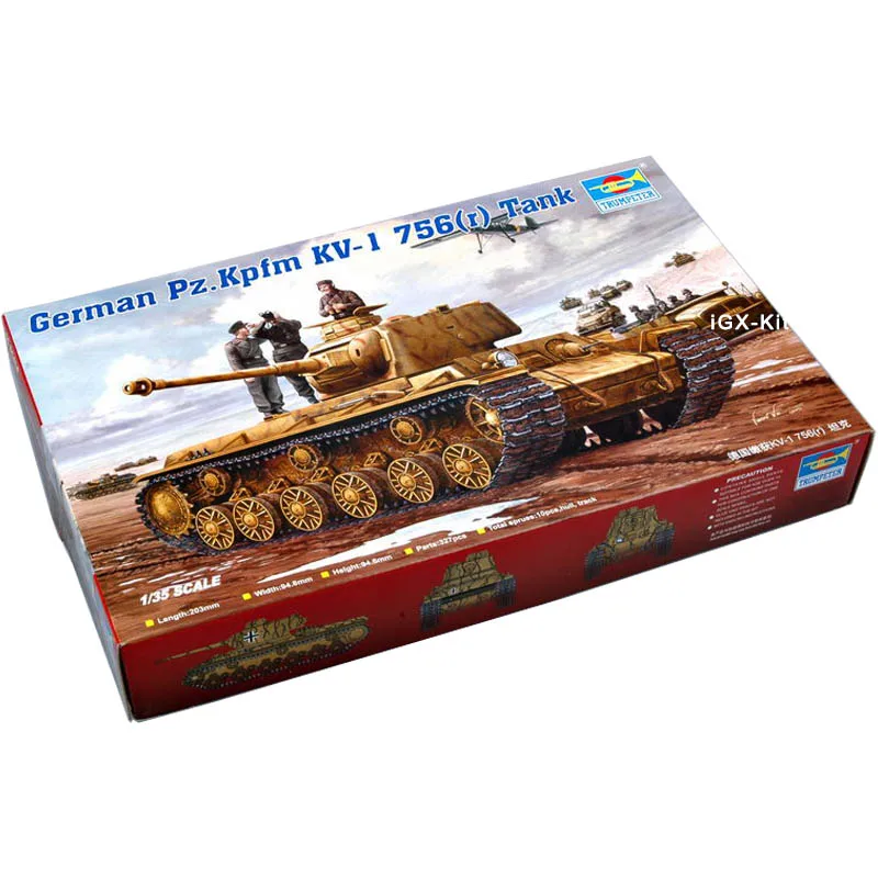 

Trumpeter 00366 1/35 немецкий Pz.Kpfm телефон KV1 756(r) Танк детская Подарочная игрушка пластиковая сборка набор для моделирования