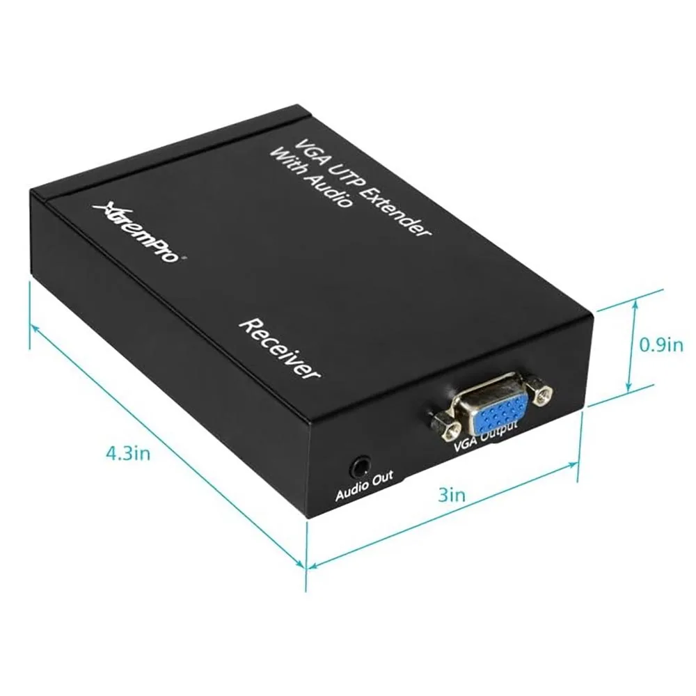 Удлинитель VGA UTP разветвитель 1x1 с аудио Cat5 до 984 футов/300 метров поддерживает 1920x1080