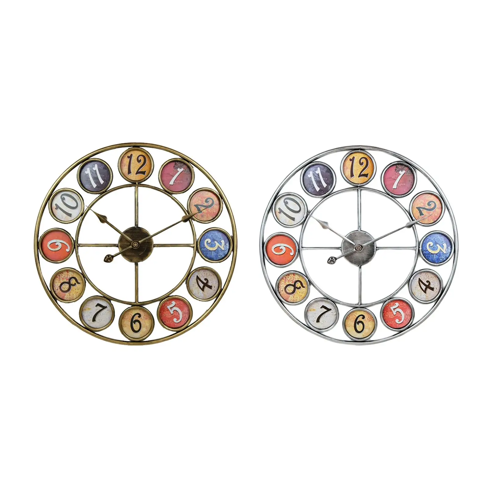 

Настенные часы в деревенском европейском стиле с арабскими цифрами, декоративное украшение, металлическое настенное художественное украш...