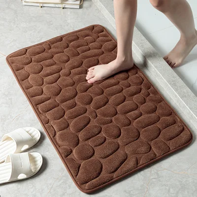 

Coral Velvet Memory Cotton Stone Pattern Floor Mat Carpet Bathroom Door Absorbent Non-slip Toilet Mat.