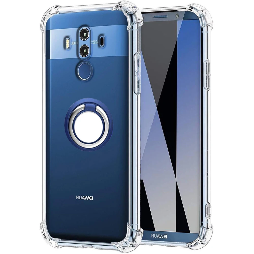Прозрачный мягкий ударопрочный чехол из ТПУ с кольцом-держателем для Huawei Mate 10 Mate10
