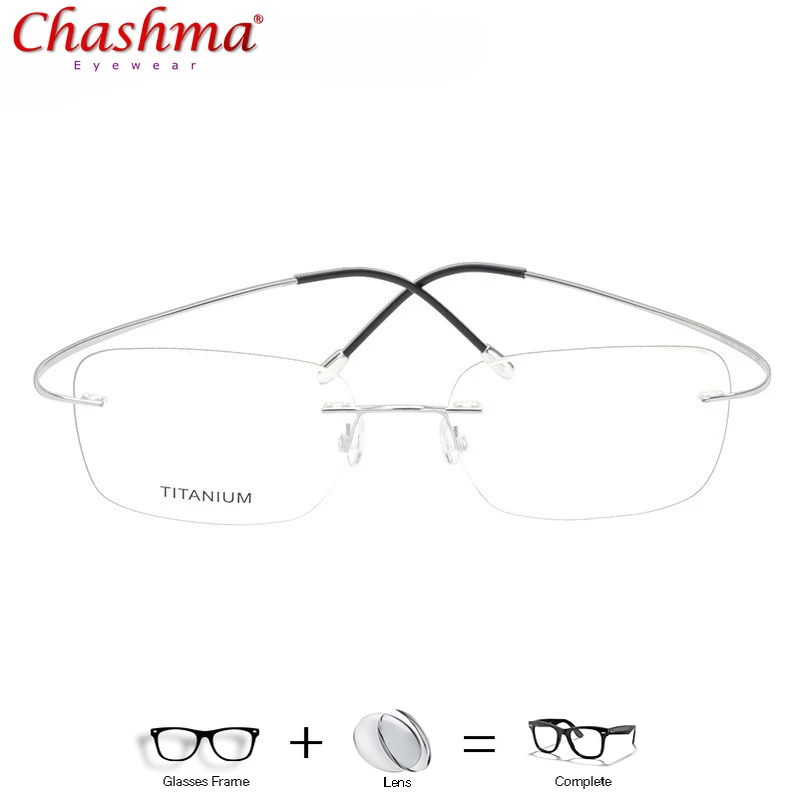 Мужские очки без оправы с линзами Прямоугольная оправа из 100% чистого титана