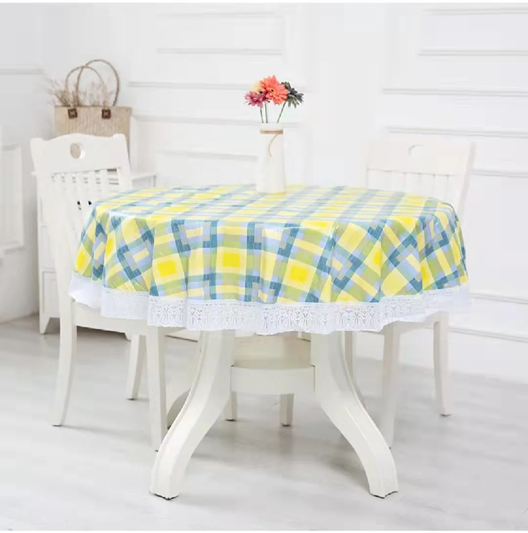 

Pastoral Style Environmental Protection Round Tablecloth PVC Plush Tablecloth Waterproof Tablecloth Oil Proof Tablecloth