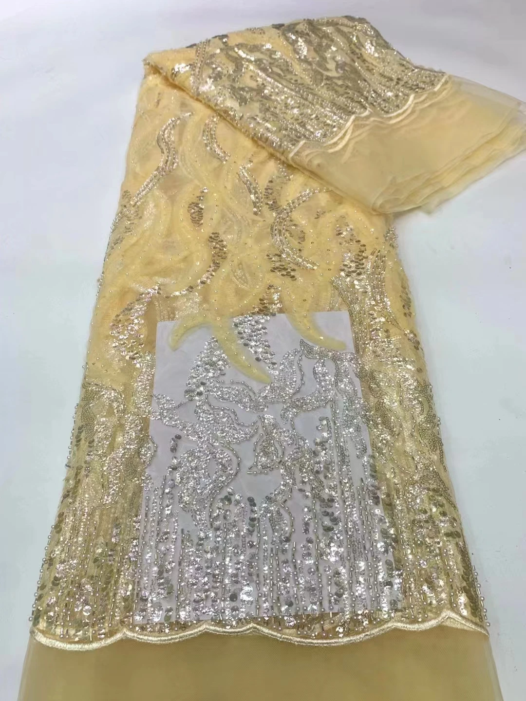 Новое популярное кружево с вышивкой из маленьких блесток Европейское роскошное