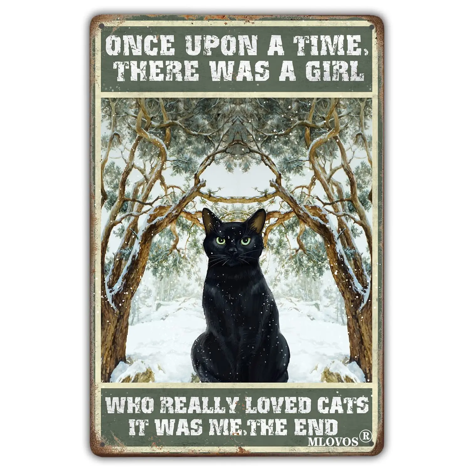 Забавный жестяной знак MLOVOS Черный кот однажды была девушка которая