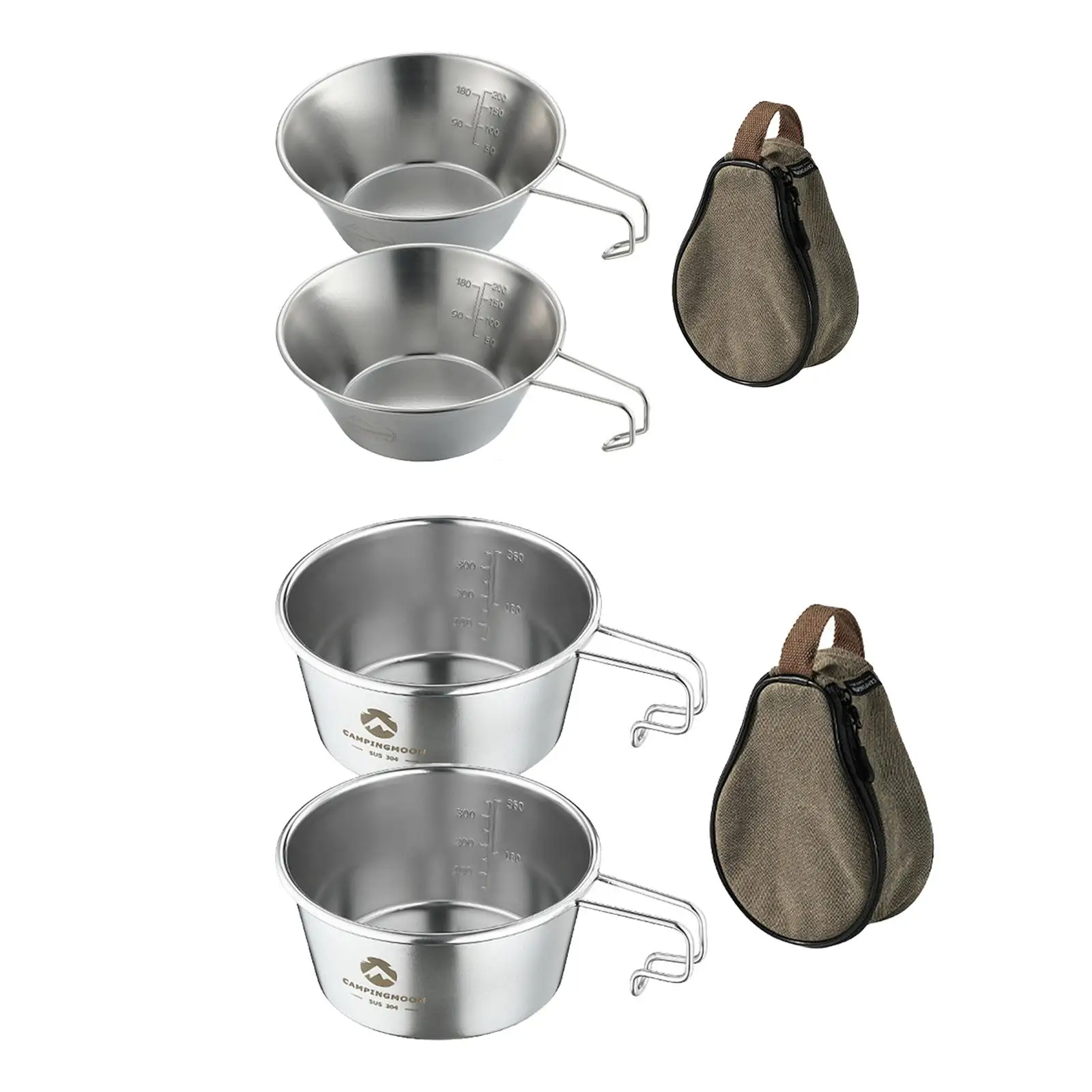 

2x Stainless Steel Camping Bowls Outdoor Utensils with Storage Bag, Cookware Organizers Lightweight for Barbecue BBQ