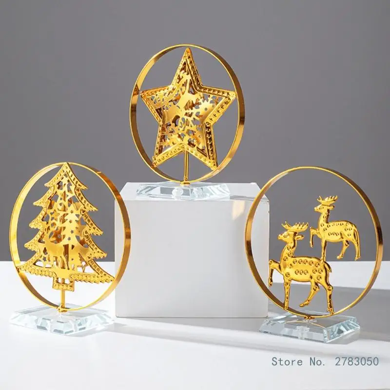 

Modern Iron Art Deer Tree Sculpture Stylish Metal Animal Figurines for Tabletop Christmas Decor Home Sophisticated Addition