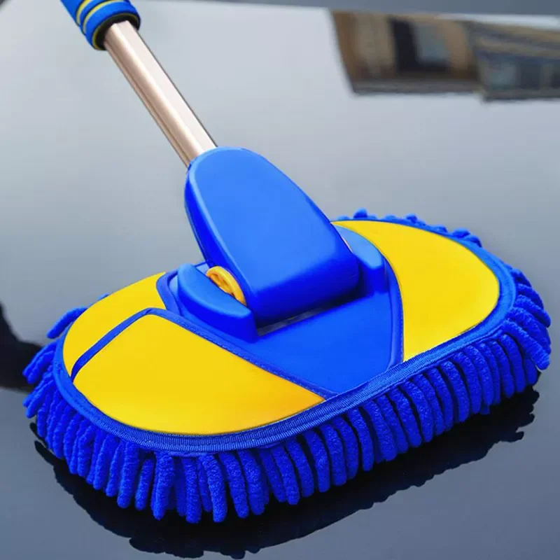 Rotatable Cleaning Brush Adjustable Telescoping Long Handle Cleaning Mop Chenille Broom Wash Brush Auto Accessories