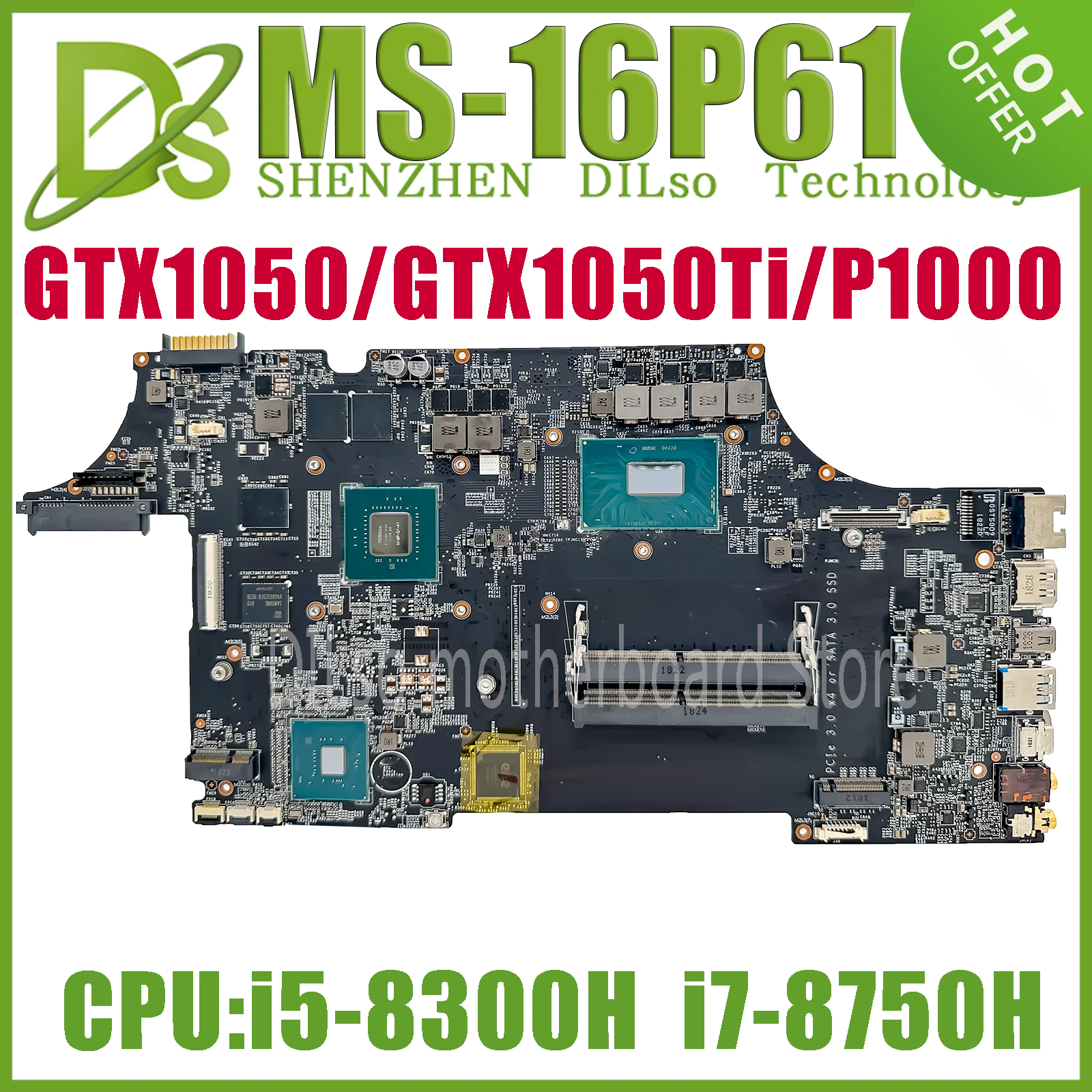KEFU MS-16P61 материнская плата для ноутбука для MSI MS-16P6 GL63 материнская плата для ноутбука W/i5-8300H i7-8750H CPU GTX1050 GTX1050Ti P1000 GPU