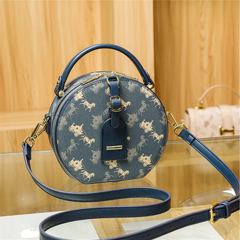 

Top Quality Luxury Brand 2021 New Fashion Retro High Quality Small Round Bag All-match Ladies Shoulder Messenger Handbag Cc Gg