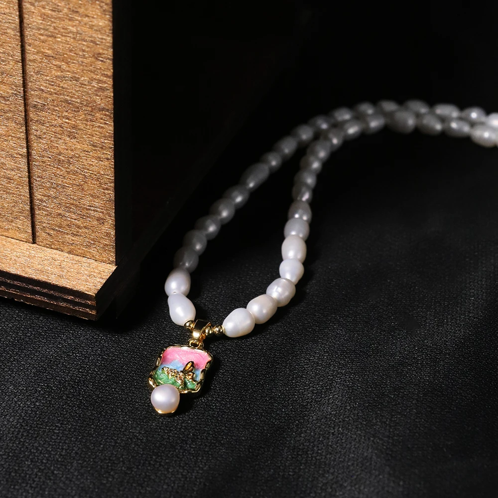 Натуральная пресноводная картина маслом жемчужное ожерелье-бабочка корейский