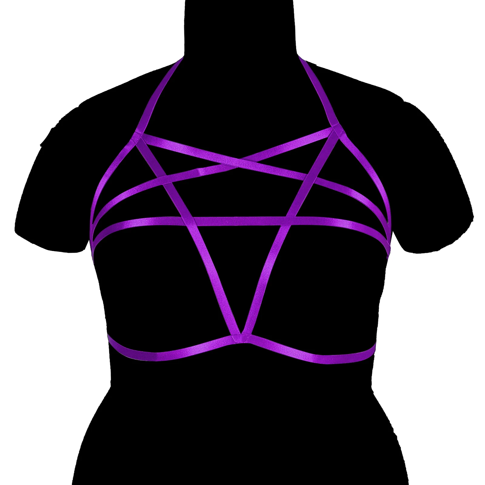 

Women Bondage Pentagram Harness Chest Elastic Suspender Belt Garter Corset Festival Rave Wear Exotic Fetish Pentagram Lingerie