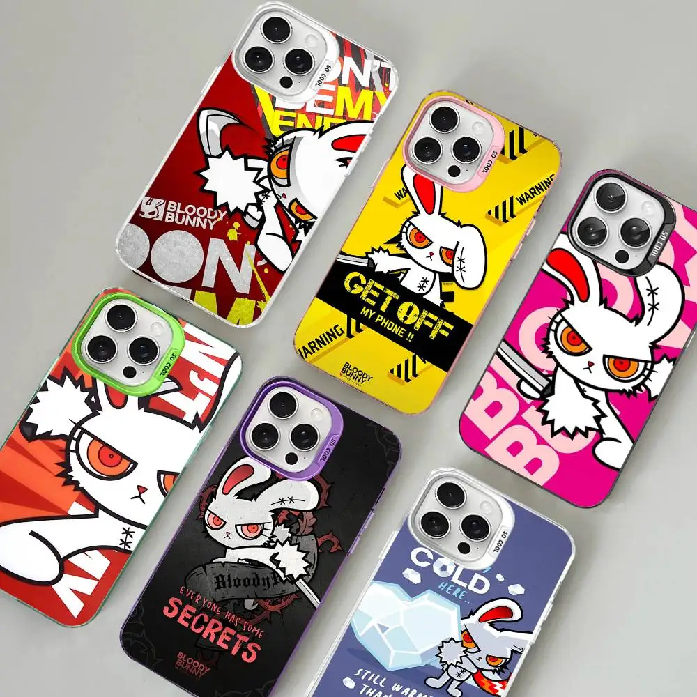 Фото Чехол для телефона Anime B-Bloody Bunny для iPhone 17 16 15 14 11 12 13 Pro Max Plus Pro, цветной, серебристый №3