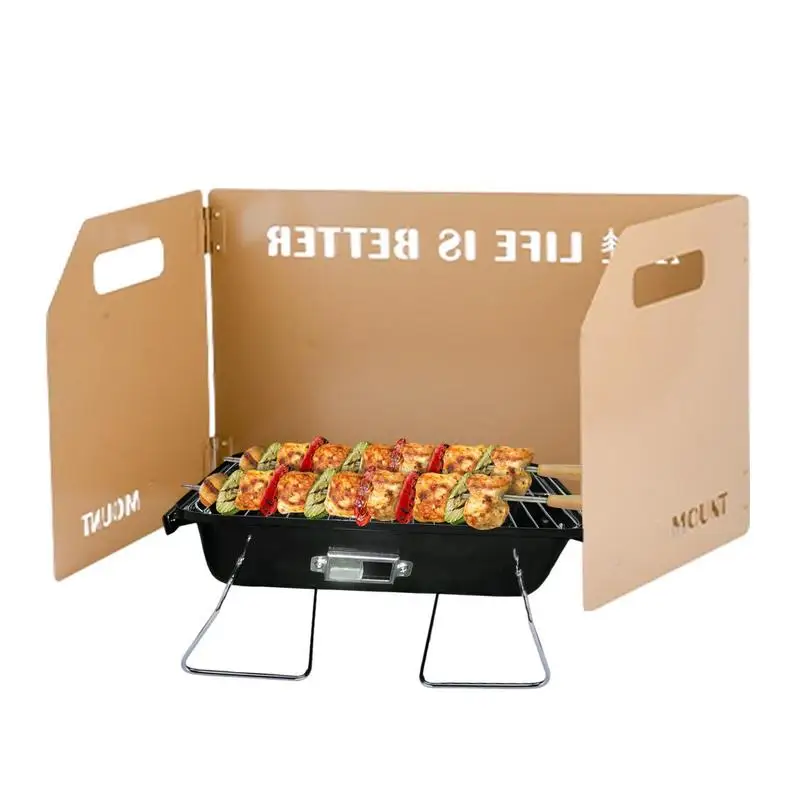 

Folding Camping Stove Windscreen Camping Burner Windshield Tri-fold Four-fold Windproof Shield For Picnic Stove Cassette Stove