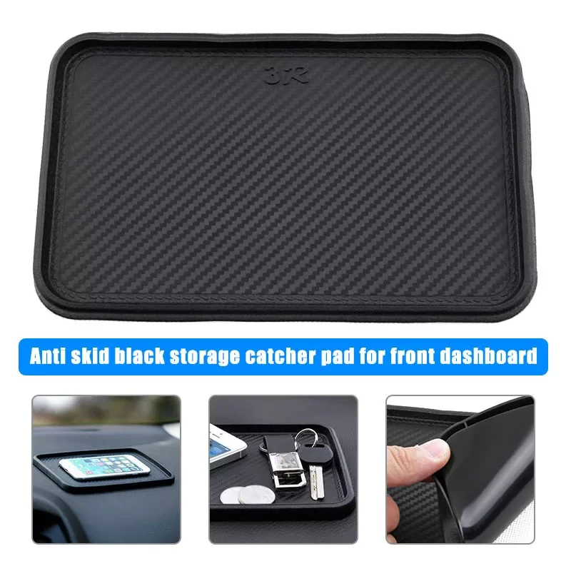 

Black Car Front Dashboard Silicone Non-Slip Storage Catcher Pad Mat 200x128mm auto Interior Front Mat Organizer 200x128mm