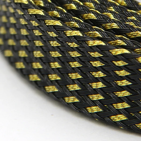 

Оплетка для кабеля, защитная плетеная оболочка из змеиной кожи, чёрного и золотого цвета, высокой плотности, 2/4/6/8/10/12/14/16 мм