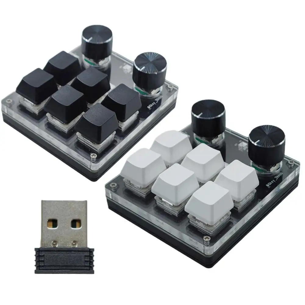 

Programmable Custom Macro Keyboard Macropad 3 Mode 6 Keys 2 Knob 2.4G Wireless RGB Hotswap Mini Gaming Mechanical Keypad