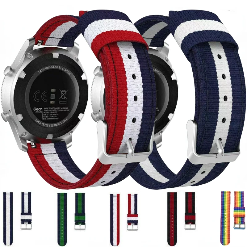 

22mm 20mm Nylon Strap For Samsung Galaxy Watch 3/5/4/classic Huawei watch GT2/3/Pro 46mm Amazfit GTR Comfortable Bracelet band