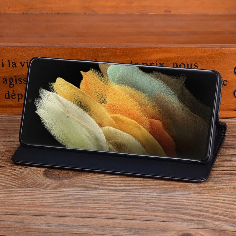 Hot New Luxury Genuine Leather Flip Case For Samsung S21 Ultra Leather Half Pack Phone Case For Galaxy S21 Plus Cases Shockproof