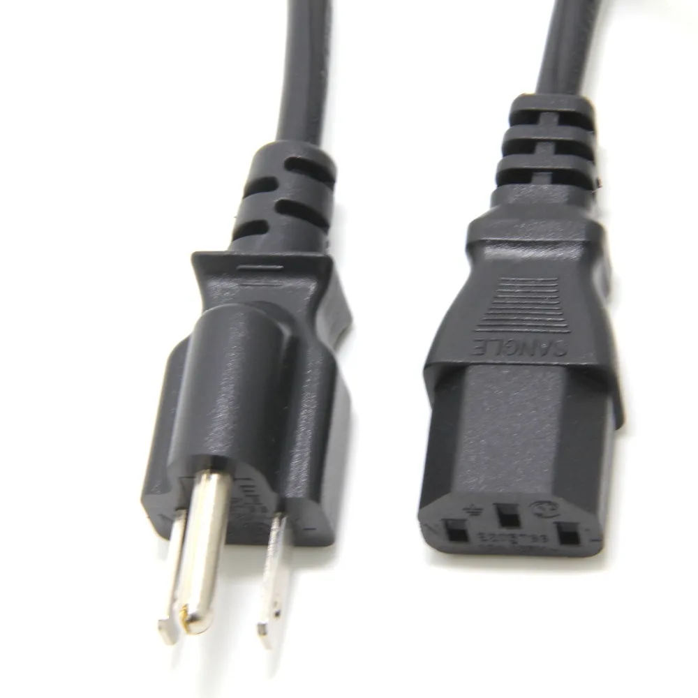 1 фут Короткий 3-жильный кабель питания для ПК 18AWG NEMA 5-15p к кабелю IEC C13