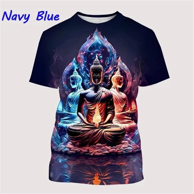Буддистская Мода 3d графика футболки Будда Шакьямуни узор футболка для мужчин