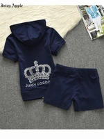 juicy apple tracksuit women two piece set hooded short sleeves top and shorts 2022 summer clothes for woman sets outifit fashion
