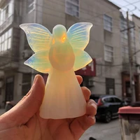 natural crystal white opal wings angel figurines crystal geodes home decor healing meditation rune reiki guardian angel gift 1pc