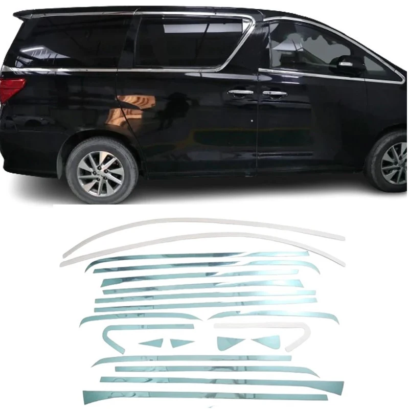 

WELKINRY для Toyota Alphard Vellfire AH20 2008-2014, кузов автомобиля из нержавеющей стали, дверная оконная рама, средняя крышка стойки B, накладка на колонку