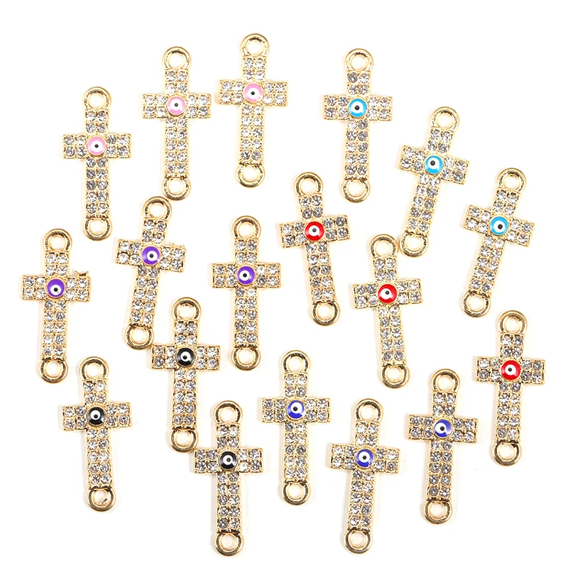 15Pcs 25*12MM Delicate Charm Alloy Cross Eyes Women's Pendant DIY Jewelry Necklace Bracelet Earrings Making Supplies Accessories