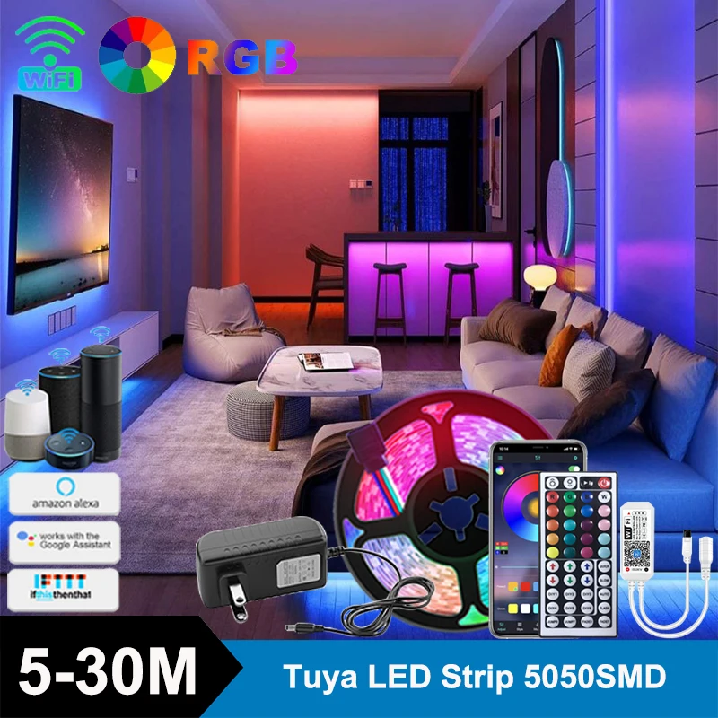 

Светодиодная лента, освещение для телефона, Alexa Wifi SMD5050 RGB, Светодиодная лента 12 В постоянного тока, Светодиодная лента, умные светодиодные ла...