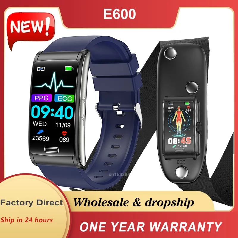 

New E600 ECG Smart Watch Men Non-invasive Blood Glucose Heart Rate Blood Pressure Monitor Sports Steps Smartwatch Women Android